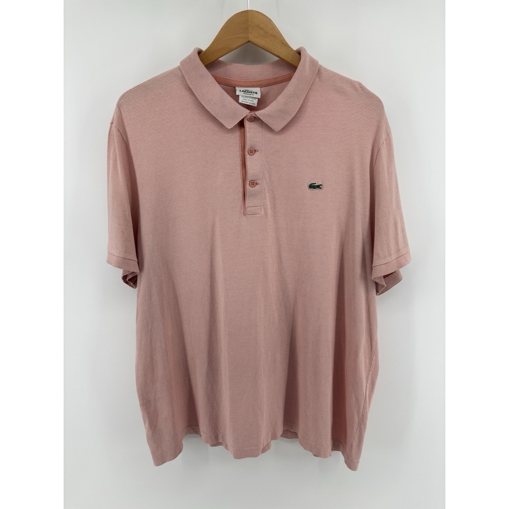Lacoste Polo Shirt Mens Sz 8 2XL Pink‎ Short Sleeve Regular Fit Preppy Old Money